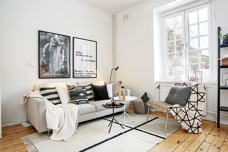 Scandinavian minimalist and contemporary styled living room
