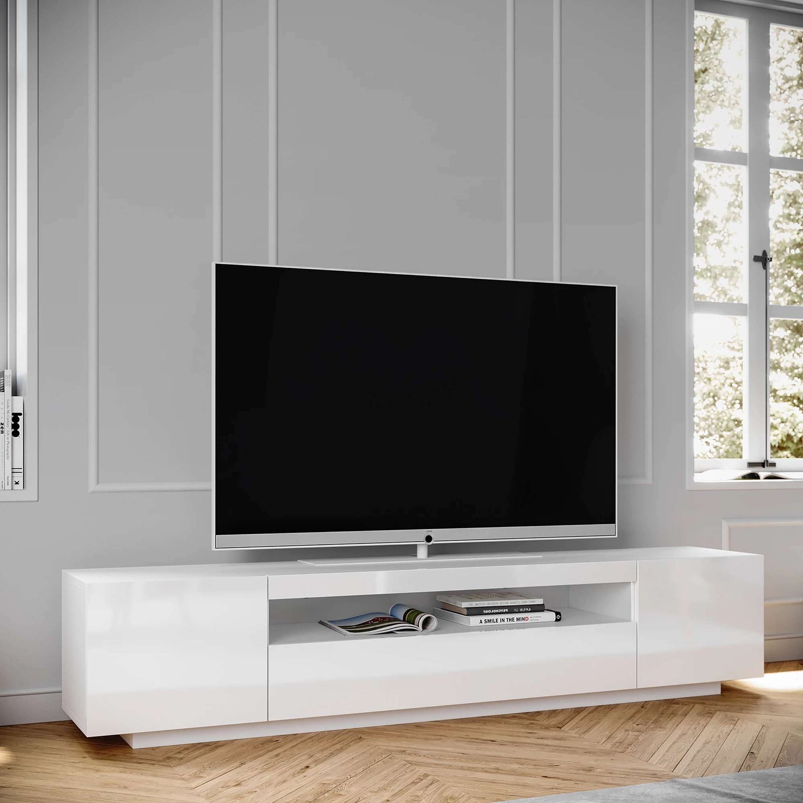white tv rack design