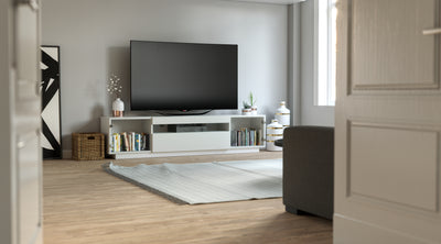 Samso Glass TV Stand - White for TV's up to 85"