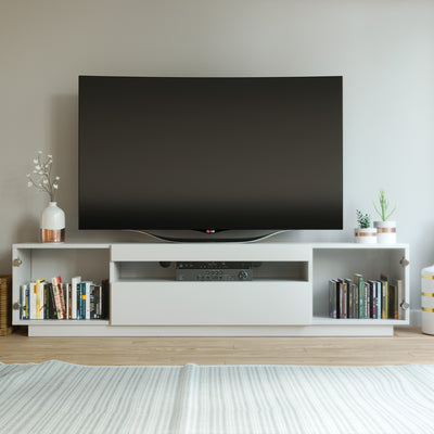 Samso Glass TV Stand - White for TV's up to 85"